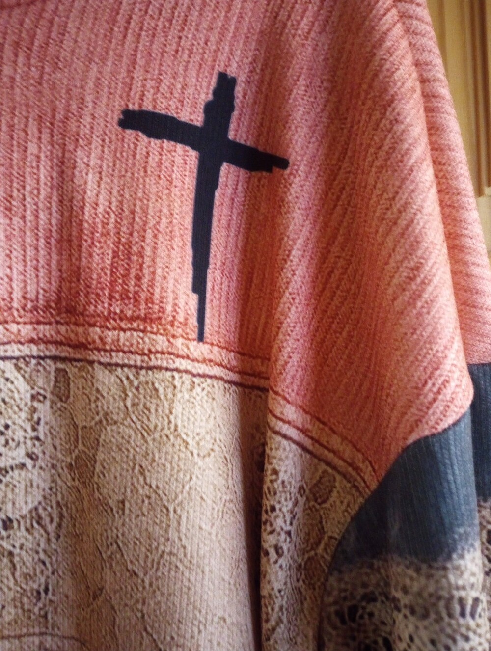 Peach & Cream Cross Graphic Tunic